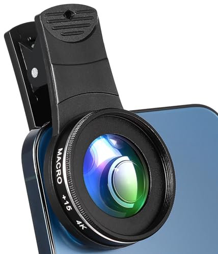 Hemobllo Obiettivo Macro 4K 15X: Obiettivo Della Fotocamera Telefono Macro Telefono Cellulare Clip Da 37mm Sull o Universale