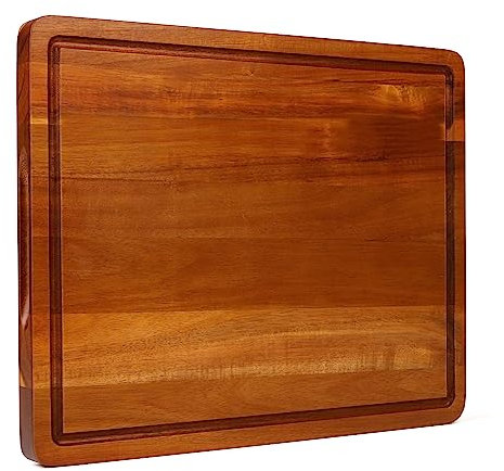 DeeDear Wood Cutting Board 16.5x13 Inch Large Reversible Chopping Block With Handles and Juice Groove, Acacia Butcher Block Extra Thick for Meat and Cheese