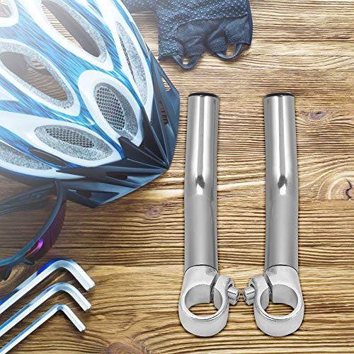 Bicycle Handlebar Extension Handle Bar Extenders for Bicycles Ends Grips Extender Upright End Bike Mountain Extensions Riser Accessories with Light Straight Cushion Horn Long (Silver)