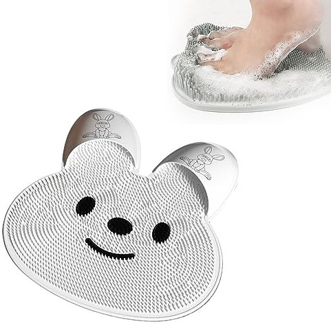 Multifunktions-Silikon-Massagematte, Großes Fußwäscher Fuss Wäscher Bath Massage Pad mit Rutschfesten Saugnäpfen, Fuss und Rückenschrubber für Reinigt Peeling Fußkreislauf Entlastet müde Füße (Weiß)