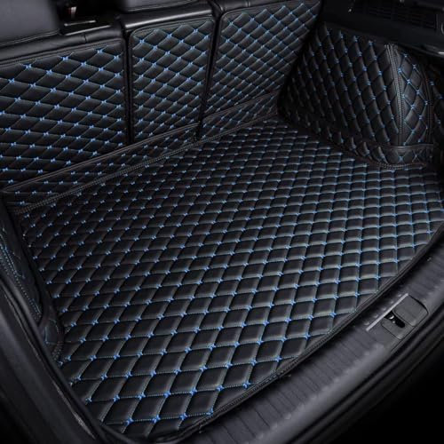 JACCOS Auto Leder Kofferraummatten Für JE-EP Compass 2017-2022 2023,Nach Maß Allwetter Schutz Wasserdicht Kratzfeste Kofferraumwanne Cargo-Liner Zubehör,F/Blackblue
