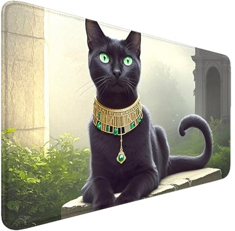 MTG Playmat Stitched Edges, Non-Slip Rubber Bottom Cat TCG Playmats, Smooth Rubber Surface Battle MTG Playmat 24 x 14 MTG Game Mats with Storage Bag for Trading Card Mouse Pad