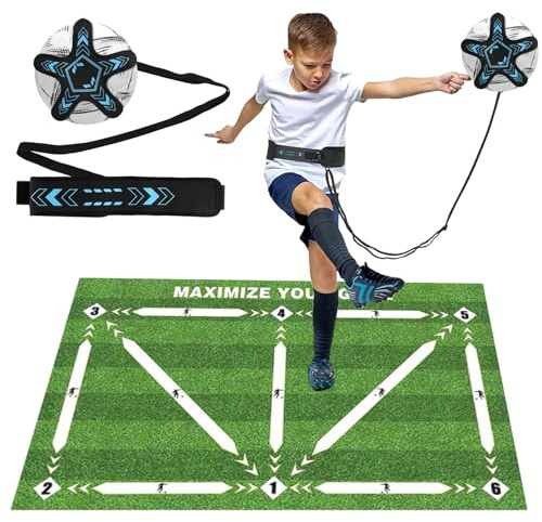YFCJYBF Tappetino da allenamento per passi di calcio con cintura in vita regolabile, tappetino da allenamento per passi di calcio, antiscivolo, 60x90 cm Tappeto antiscivolo per allenamento di calcio