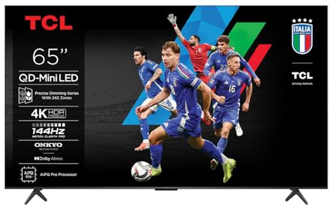 TCL 65C6K 65 QD-Mini LED TV, 4K HDR Premium 1000nits, Smart TV con tecnologia Google TV (Dolby Vision IQ e Atmos, sistema audio Onkyo 2.1, Motion Clarity Pro a 144 Hz, Game Master)