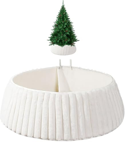 Cache Pied De Sapin De Noël - Protecteur Doux Style Bohème | Motif Texturé À Rayures | Panier Bohème en Peluche | Cache Bas De Sapin en Peluche pour Décorations De Vacances