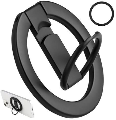 Soporte Anillo Magnético para Móvil Sistema Magnético del para iPhone con Doble Bisagra, Rotación 360°, Agarre Fuerte Compatible con iPhone 17/16/15/14/13/12 Pro MAX y Android con Anillo Metálico