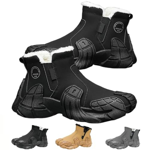 Thermal Boots for Men Women, Winter Fleeced Waterproof Boots, Warm Fleece Lining Non-slip Side Zip Design,Lightweight Comfort (Black, M, Adult, Women, 10.5, Numeric, US Footwear Size System, Medium)