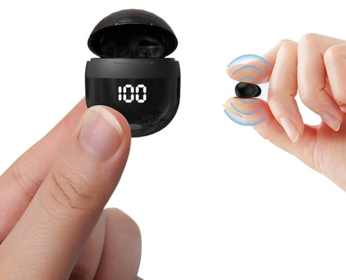 Mini auricolari in-ear wireless, invisibili, Bluetooth, piccoli auricolari nascosti per lavoro, cuffie piccole con microfono a cancellazione del rumore, comode da indossare per uomini e donne, ufficio