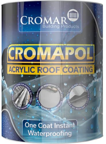 Cromar Grey Cromapol Acrylic Waterproofing Roof Sealant Fibre Reinforced Roof Coat 5Kg