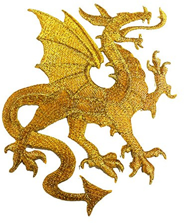 1 Applikation Wappen Drachen 14 x 11,5cm Farbe: Lurex-Gold vor226-1 re