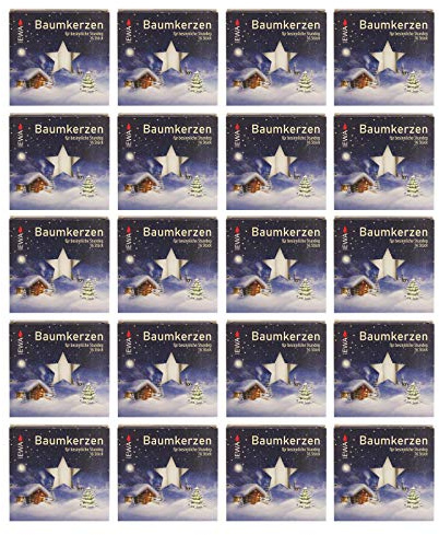 20er Pack Baumkerzen weiß ca. 14 x 110 mm (20 x 16 Stück) Weihnachtskerzen, Christbaumkerzen, Pyramidenkerzen