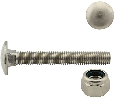 Flachrundschrauben/Schlossschrauben mit Sicherungsmuttern (hohe Form) - M5x20 - (5 Stück) - Vollgewinde - DIN 603 / DIN 982 - Edelstahl A2 (V2A) - SC603 / SC982