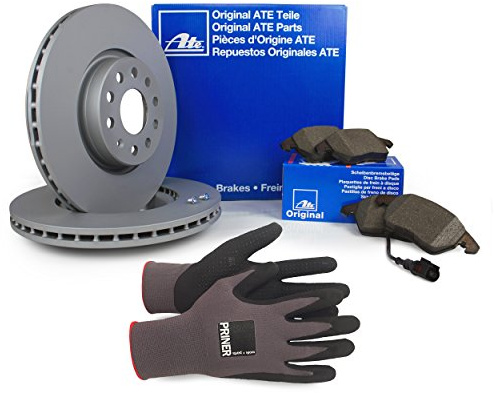 Inspektionspaket ATE Bremsen Set inkl. Bremsscheiben 312 mm und Bremsbeläge für vorne enthalten, 100% passend für Ihr Fahrzeug, inkl. Priner Montagehandschuhe, AN106