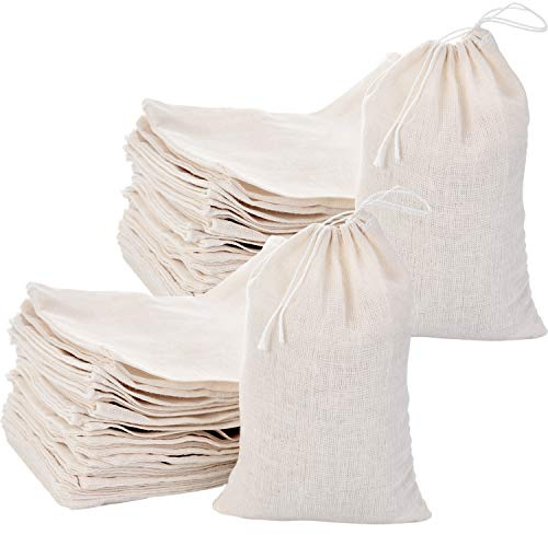 Tatuo 200 Pack Muslin Bags Burlap Drawstring sachet Bags Multipurpose Canvas Linen Pouch for Tea Jewelry Wedding Party Favors Storage