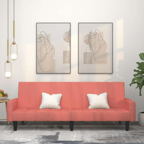 Owoxanthellate Schlafsofa Rosa 2-Sitzer Samt 220x84,5x69 cm Sofabett mit Holzrahmen, platzsparendes Klappdesign für Wohnzimmer Gästezimmer Büro