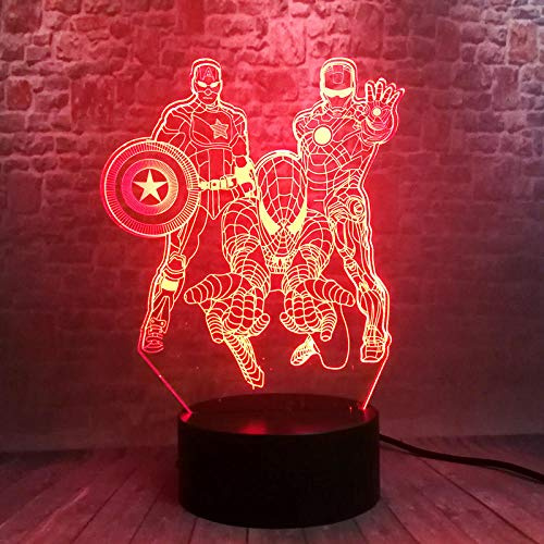 Lumière De Nuit 3D Illusion Lumière Avengers Iron Man 3D Veilleuses Led 7 Changement De Couleur Miracle Spiderman Captain America Figure Jouets