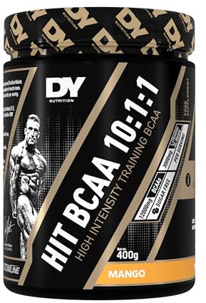DY Nutrition HIT BCAA 10:1:1 (Mango) with L-Citrulline Malate, Beta Alanine + 12g of Branch Chain Amino Acids 400g Powder, 20 Servings - Optimal Pump & Performance | Non Stim Pre & Intra Workout