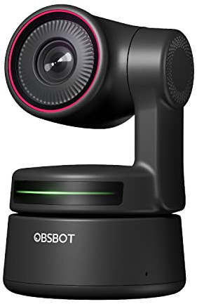 OBSBOT │ Tiny Webcam PTZ 4K │ Cadrage et autofocus alimentés par IA │ Résolution 4K, Microphones omnidirectionnels Doubles │ Suivi Automatique avec cardan 2 Axes, HDR/60 IPS │ Streaming