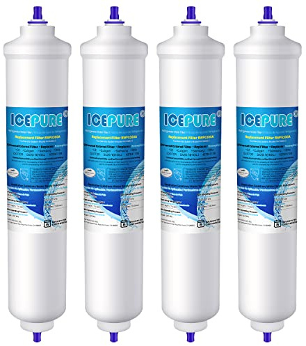 ICEPURE Filtre à eau pour réfrigérateur Compatible Avec Samsung DA29-10105J, DA29-10105J HAFEX/EXP, DA99-02131B, WSF-100, EF9603, HAIER LG Réfrigérateur en ligne, 4 pièces.