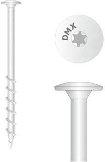 DMX - Betonschrauben Porenbetonschraube mit Tellerkopf, Teilgewinde, Fassadenschraube Spezialschrauben Gasbetonschrauben, gehärteter Kohlenstoffstahl mit Korrosionsschutz - 8mm - GT - 8 x 140 mm