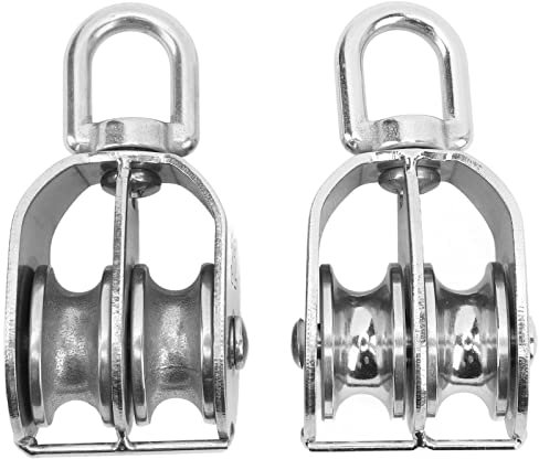 2PCS Doppel Riemenscheibe Block M32 Roller Rad Edelstahl 360 Grad Drehung Riemenscheibe für Kabel Heben