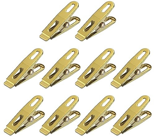 sourcing map 50Pcs Stainless Steel Clothespins Laundry Pegs Multipurpose Utility Clips for Holding Clothes Snack Bag Clamps - 50mm Gold