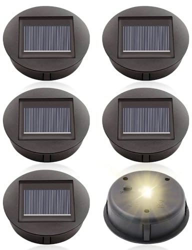 mizikuu 6 Stück Solarleuchten Ersatzteile, 8cm Leuchtmitteln Solarpanel Laterne Deckel Wasserdicht Solar Ersatzdeckel Top LED Leuchten Ersatzoberteil Glühbirne für Solarlaterne Gartenleuchten DIY