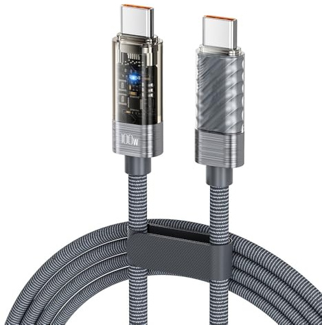 Wayzu® USB C to USB C Cable 100W Fast Charging Cable,PD USB-C Charger Lead with Smart E-Marker Chip,Nylon Braided Data Transfer Cable for 15 Pro Max,MacBook Pro,Samsung Galaxy,iPad Pro,PS5,Steam Deck