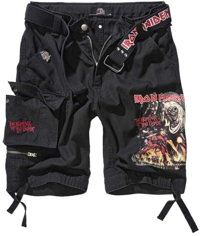 Brandit Unisex Iron Maiden Savage Shorts Number of The Beast Black Edition Cargos