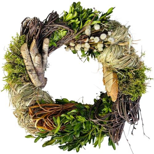 13121 natürlicher frisch gebundener Weidenkranz Frühlingskranz ø 30 cm Birkenkranz Buchsbaumkranz Osterdeko Tischkranz Türkranz Osterkranz Dekokranz frühlings Dekoration (2 Kränze)