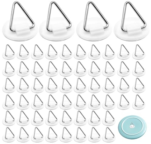 Piuluvor® 60 Stück Bildaufhänger Selbstklebend, Klebehaken Bilder Aufhängen Bilderhaken Selbstklebend für Bilderrahmen Bild Poster Teller Gemälde Regal (Runden)