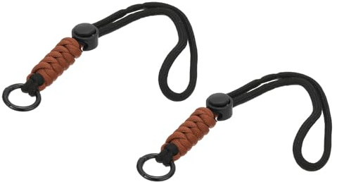 PATIKIL Llavero con Cordón de Cuerda de Paracaídas 2 Uds. Llavero para Teléfono Móvil Cuerda Cordones para Muñeca Correa Trenzada con Anillo de Resorte Negro Marrón