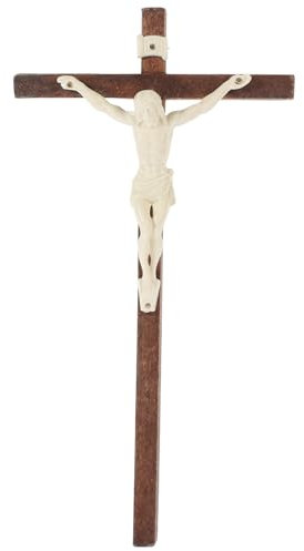 Alipis Religiöses Katholisches Kruzifix-Kreuz Aus Holz Zum Aufhängen An Der Wand Christliches Wandkreuz Aus Holz Mit Jesus Für Wohnzimmer Zuhause Kirchendekoration