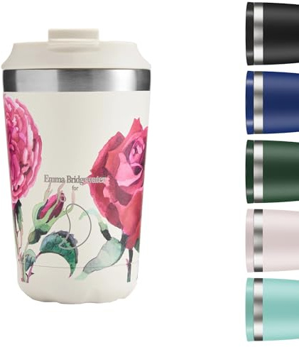 Chilly's Original Kaffeebecher - Edelstahl - 340ml - Roses | Reise-Thermo-Tasse für kalte und heiße Getränke - Mehrwegbecher mit Deckel - Doppelwandig und Vakuumisoliert