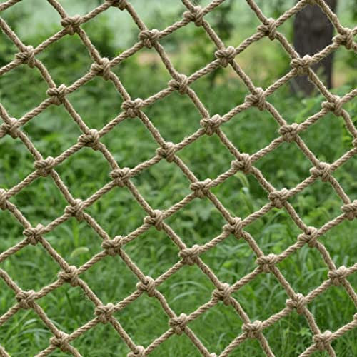 Outdoor-Kletternetz, Baumhausnetz, dick, 14 mm, natürliches Juteseil, strapazierfähig, Cargo-Sicherheitsnetz für Balkon, 15 cm Netz, Anti-fallendes Netz.
