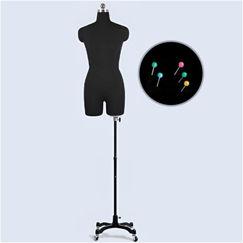 Schaufensterpuppe Körper weiblich, Bekleidungsform Nähen Schaufensterpuppe Torso weibliche Schaufensterpuppe feste Schaufensterpuppe Kleidungsform mit Metallrolle zum Nähen,XXL-Model88-Black