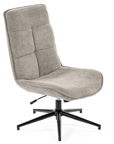 MEUBLE Cosy Sessel Lehnstühle Lounge mit höhenverstellbar Wippfunktion Relaxsessel 360° Drehbar Polsterstuhl für Schlafzimmer Wohnzimmer, Chenille-Stoff, Grau