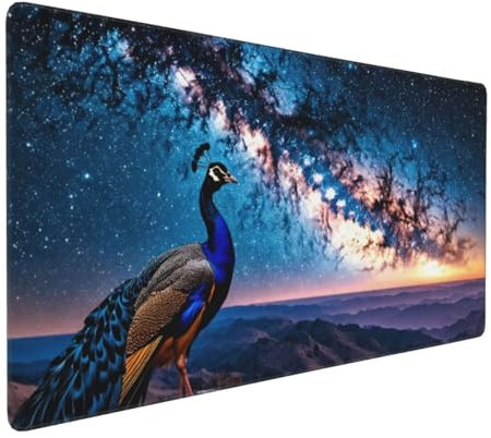 Pavo real Tappetino per Mouse da Gioco Grande 100x50 cm con Bordi Cuciti, Fondo in Gomma Naturale Antiscivolo Resistente, Tappetino per Tastiera lavabile, Tappetino per Scrivania per Giocatori u-575