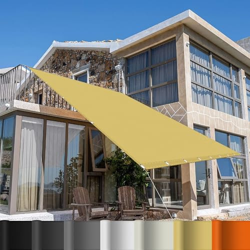 Telo Copertura Pergolato 3.5 x 6.5 m Protezione UV Rete Ombreggiante Protezione Solare per Balcone per Esterno, Giardino e Terrazza, Piscina, Giallo sabbia