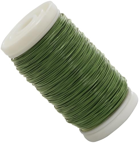 AERZETIX - Spole av belagd tråd för florister 0.35 mm x 80 m för blommor hantverk dekoration kreativ hobby - i metall - färg grön