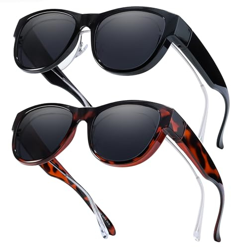 Myiaur 2er Pack Polarisiert Überzieh Sonnenbrille für Damen TR90 Rahmen mit UV400 Schutz, Ideal für Outdoor & Autofahren