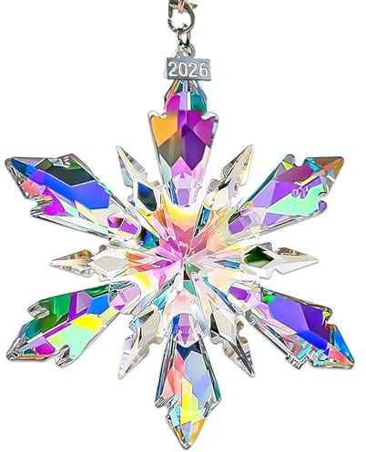 2025 Annual Edition Crystal Christmas Ornaments, Snowflake Star Ornaments for Christmas Tree, Beautiful Colorful Ornament Gifts for Family Friends