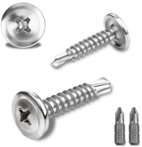 300 piezas tornillos autorroscantes de acero inoxidable 410, 4,2 x 19 mm, tornillos para chapa autorroscantes, tornillos autoperforantes para acero, tornillos metálicos autoperforantes de cabeza