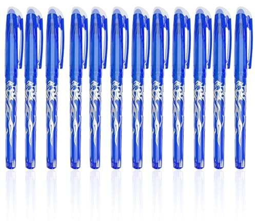 FUG Erasable Pens Blue, 0.5mm Tip with Eraser, Friction Pen for School, Office & Home Use