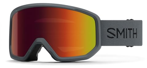 SMITH Transfer Snow Goggles – Performance Ski & Snowboard Goggles with Cylindrical Lens – For Men & Women – Slate + Red Sol-X Mirror Lens
