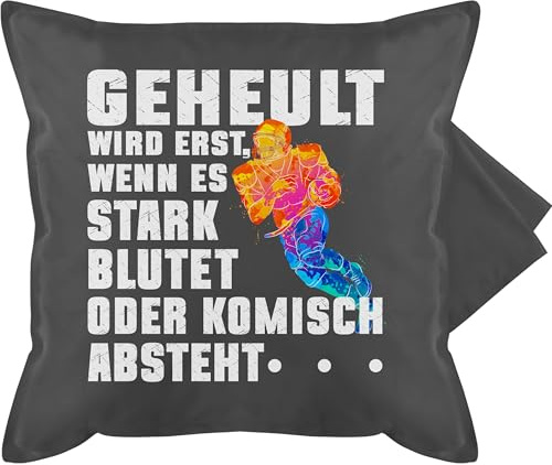 Shirtracer Kissenbezug - Kissen - Geheult Wird erst wenn es stark blutet American Football Spruch Geschenk I American Football Gifts I Touchdown - 50 x 50 cm - Grau - Geschenke