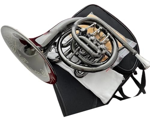 Waldhorn In Profiqualität Mini-Waldhorn In B-Form Aus Schwarzem Nickel Mit Glänzender Oberfläche Inklusive Etui Für Einfachen Transport