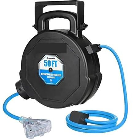 Avvolgicavo Elettrico, Bobina di prolunga retrattile da 50 piedi Interruttore automatico for impieghi gravosi Montaggio a parete/soffitto
