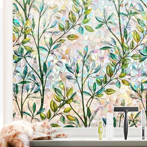 NINETREX Pellicola protettiva per finestre in vetro decorativo 3D, protezione solare per porta in vetro, decorazione della casa, non adesiva, 115 x 200 cm, fogli