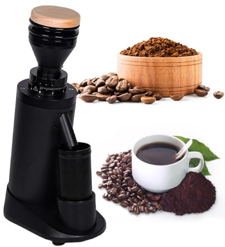 XEEAOFE Moulin à Café à Meules Plates/Coniques, Moulin à Grains de Café Électrique, Réglable pour Tasses Individuelles, Design Anti-Statique, Noir Flat